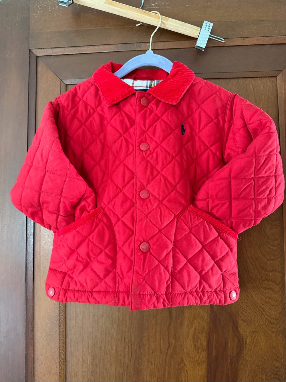 Ralph Lauren Flannel Lined Kids Red Quilted Jacket